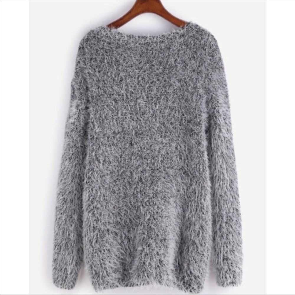 Feather Fury Soft Charcoal Fuzzy Sweater - Picture 2 of 7